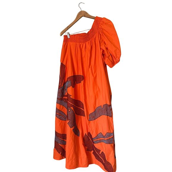 Anthropologie Maeve Orange One-Shoulder Embroidered Maxi Dress - Picture 1 of 13